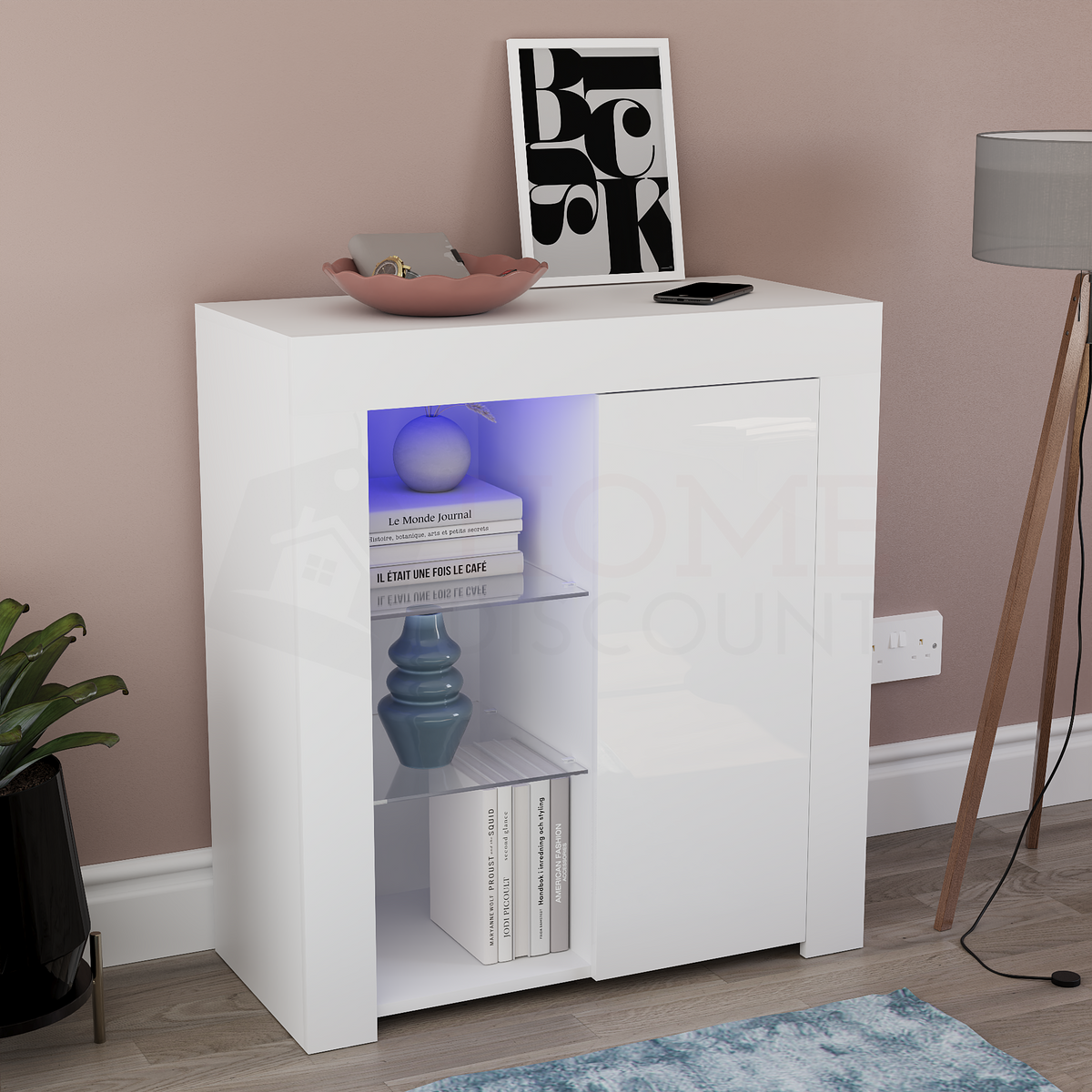 Azura 1-Door LED Sideboard - White