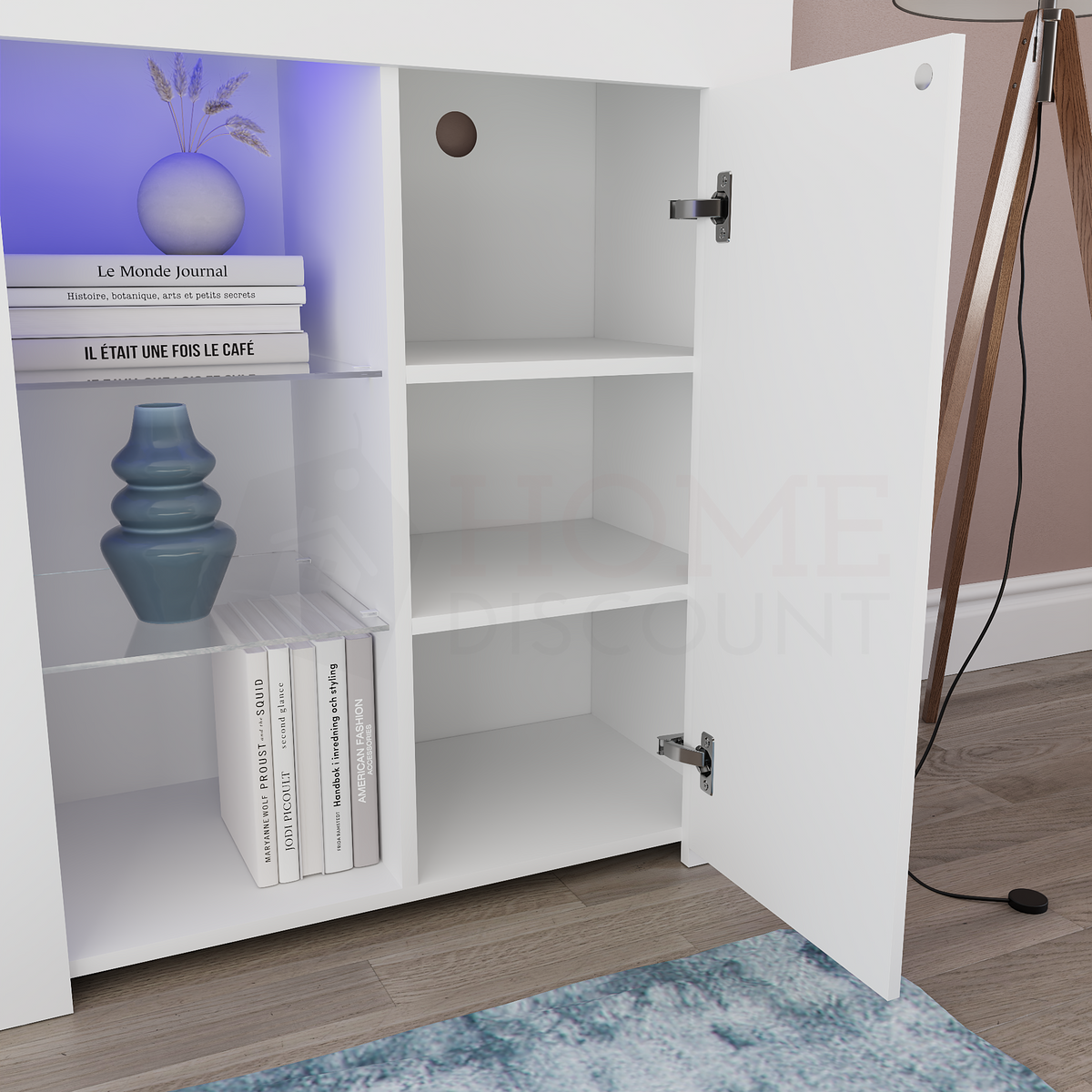 Azura 1-Door LED Sideboard - White