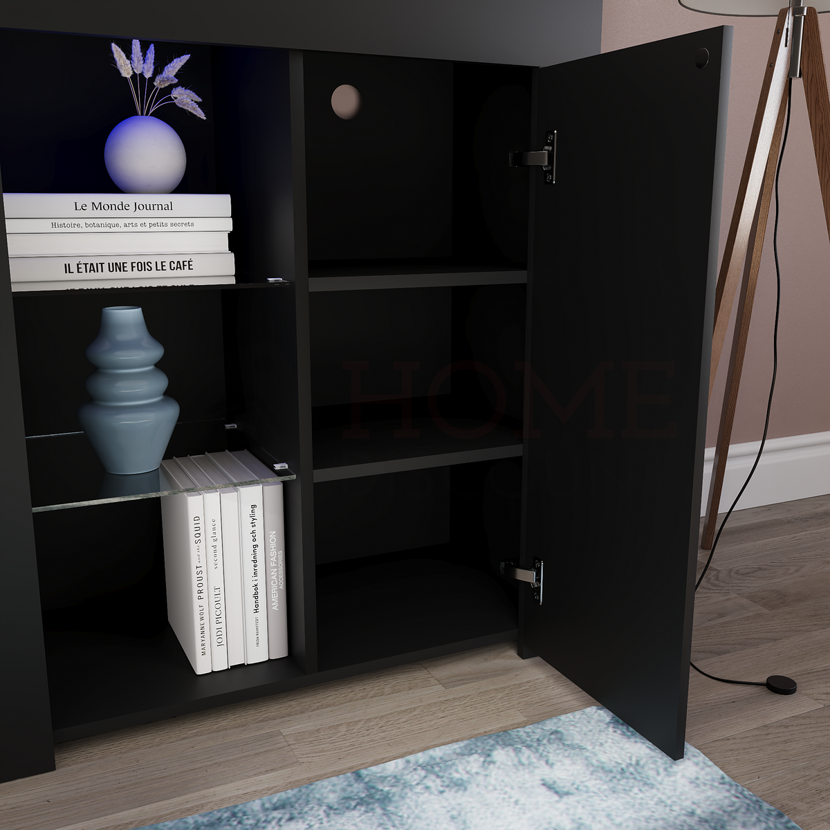 Azura 1-Door LED Sideboard - Black