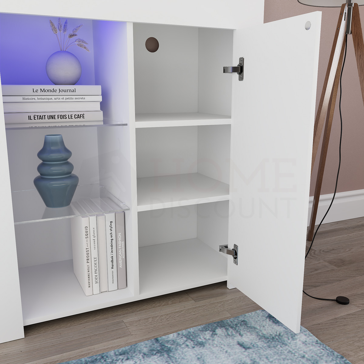 Azura 1-Door LED Sideboard - White & Grey