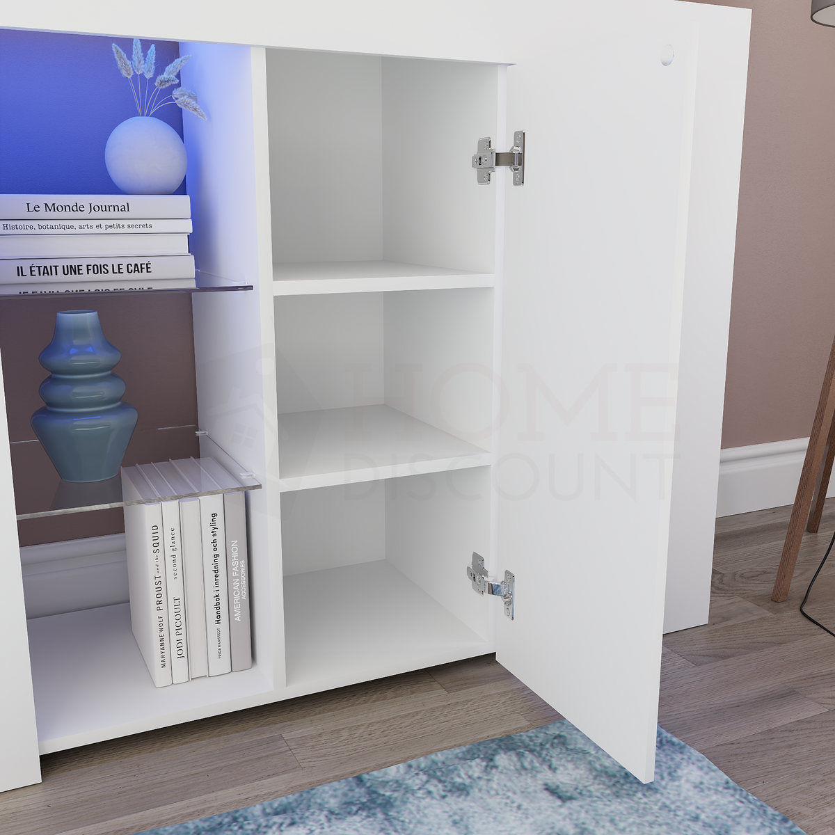 Azura 1-Door Large LED Sideboard - White