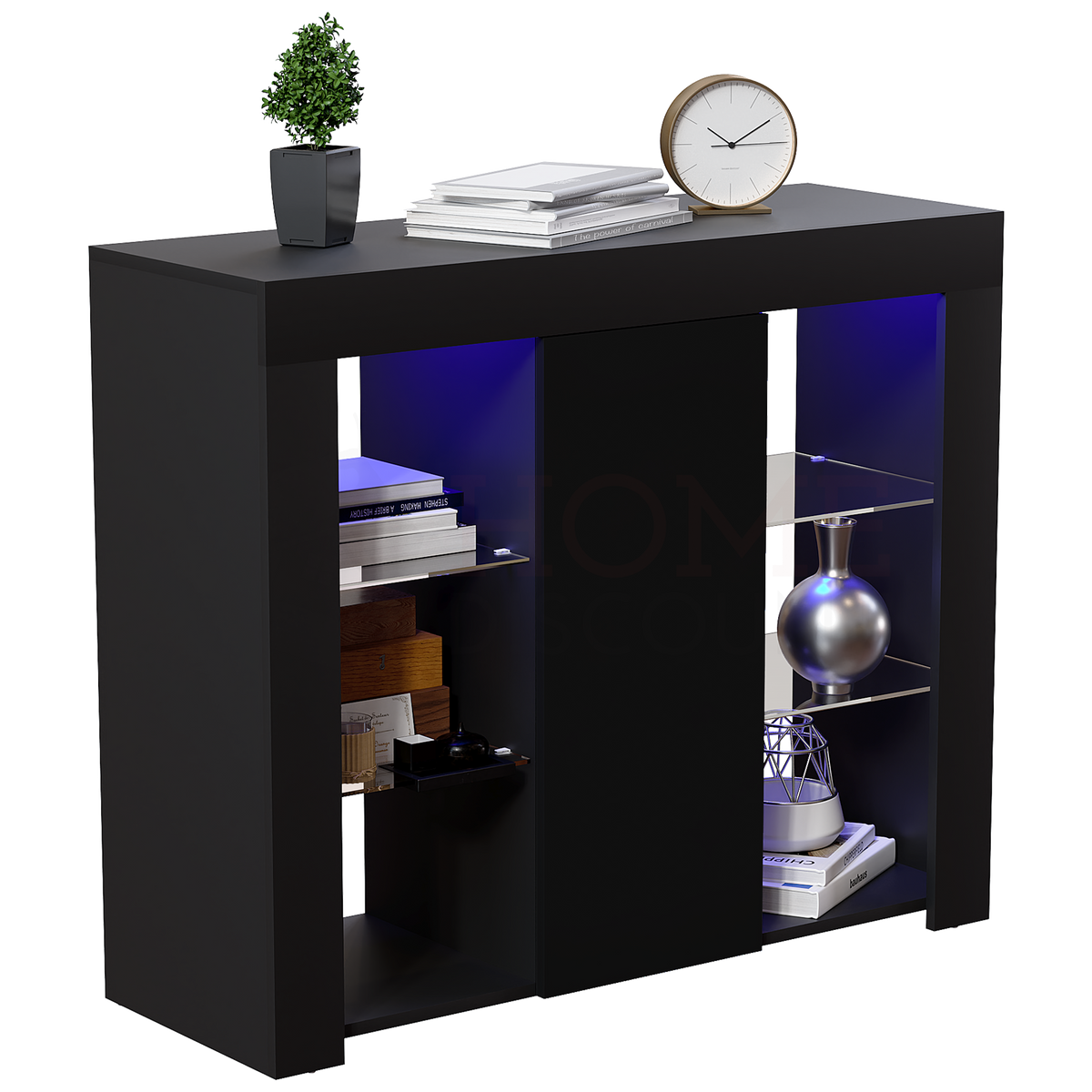 Azura 1-Door Large LED Sideboard - Black
