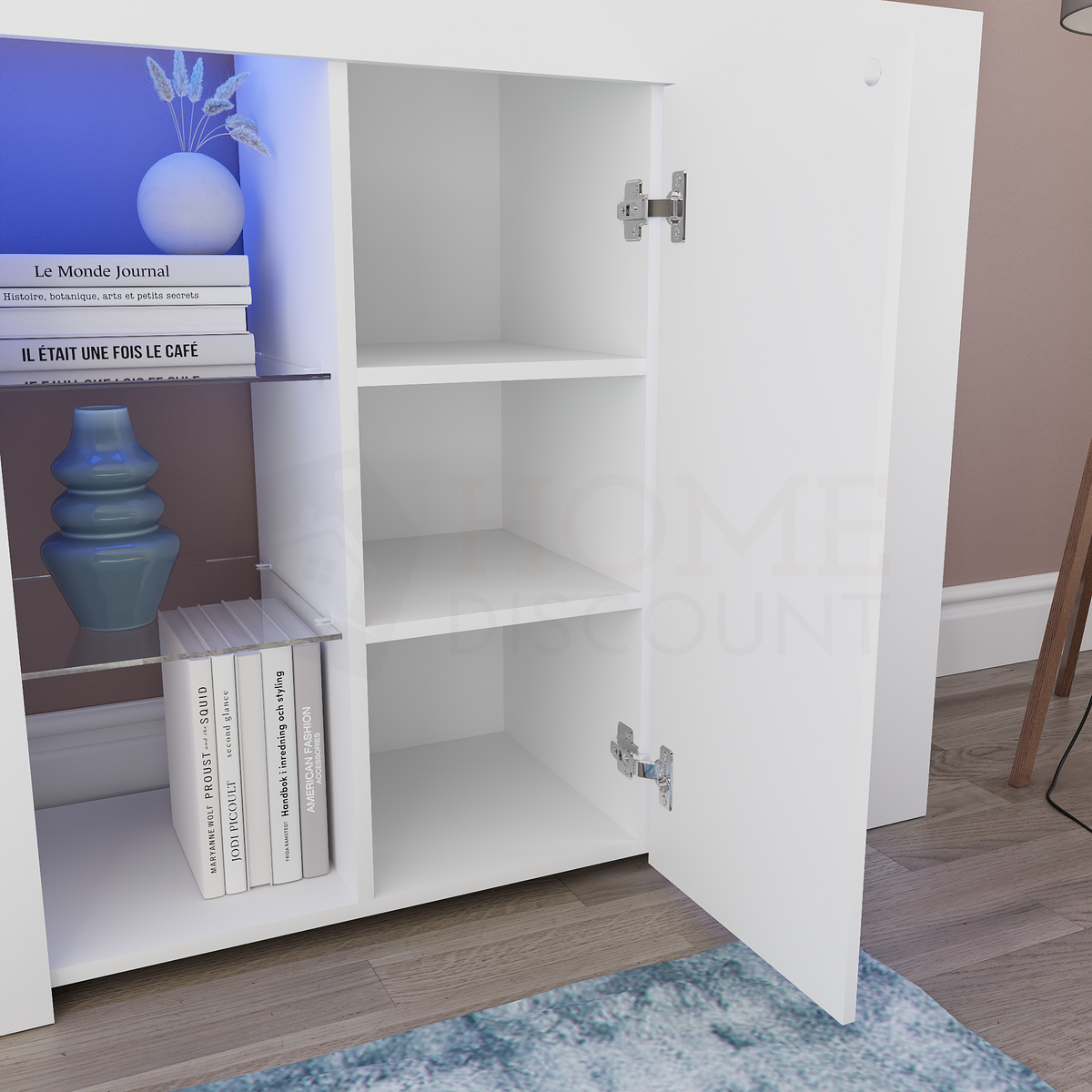 Azura 1-Door Large LED Sideboard - White & Grey
