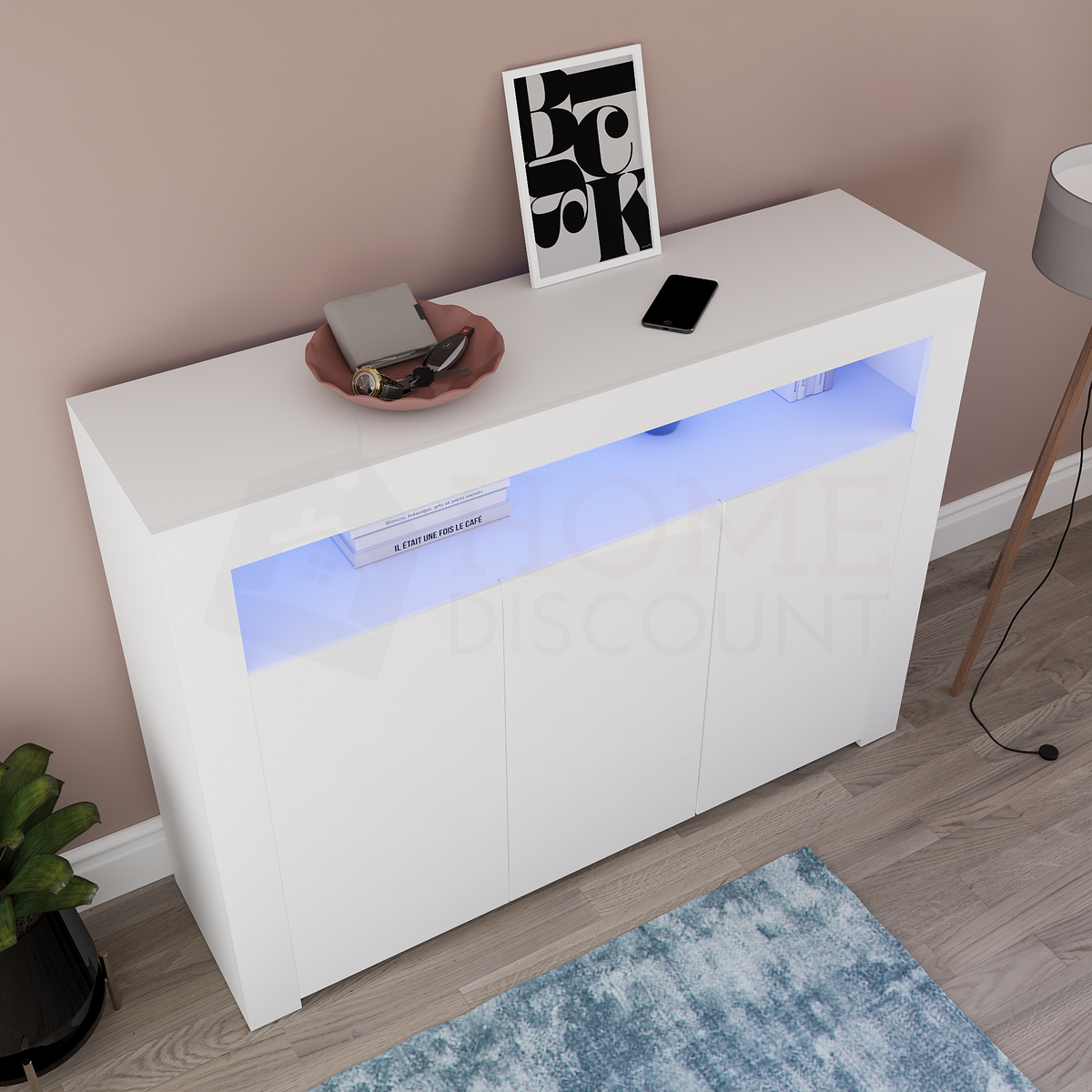 Nova 3-Door LED Sideboard - White