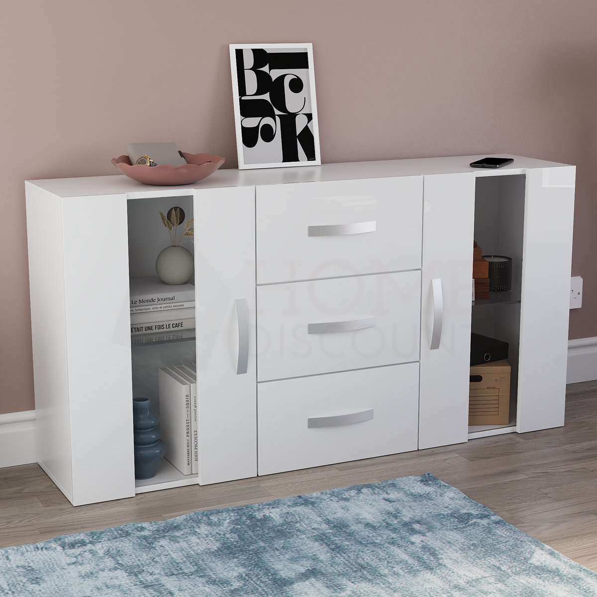 Astro 2-Door 3-Drawer LED Sideboard - White