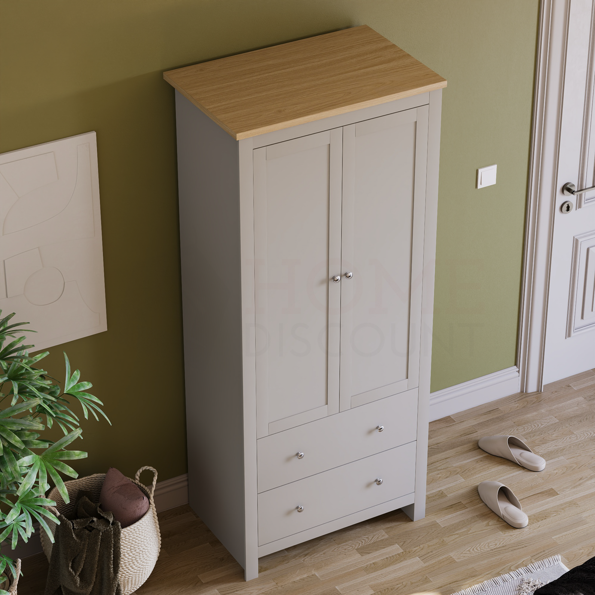 Arlington 2-Door 2-Drawer Wardrobe - Grey