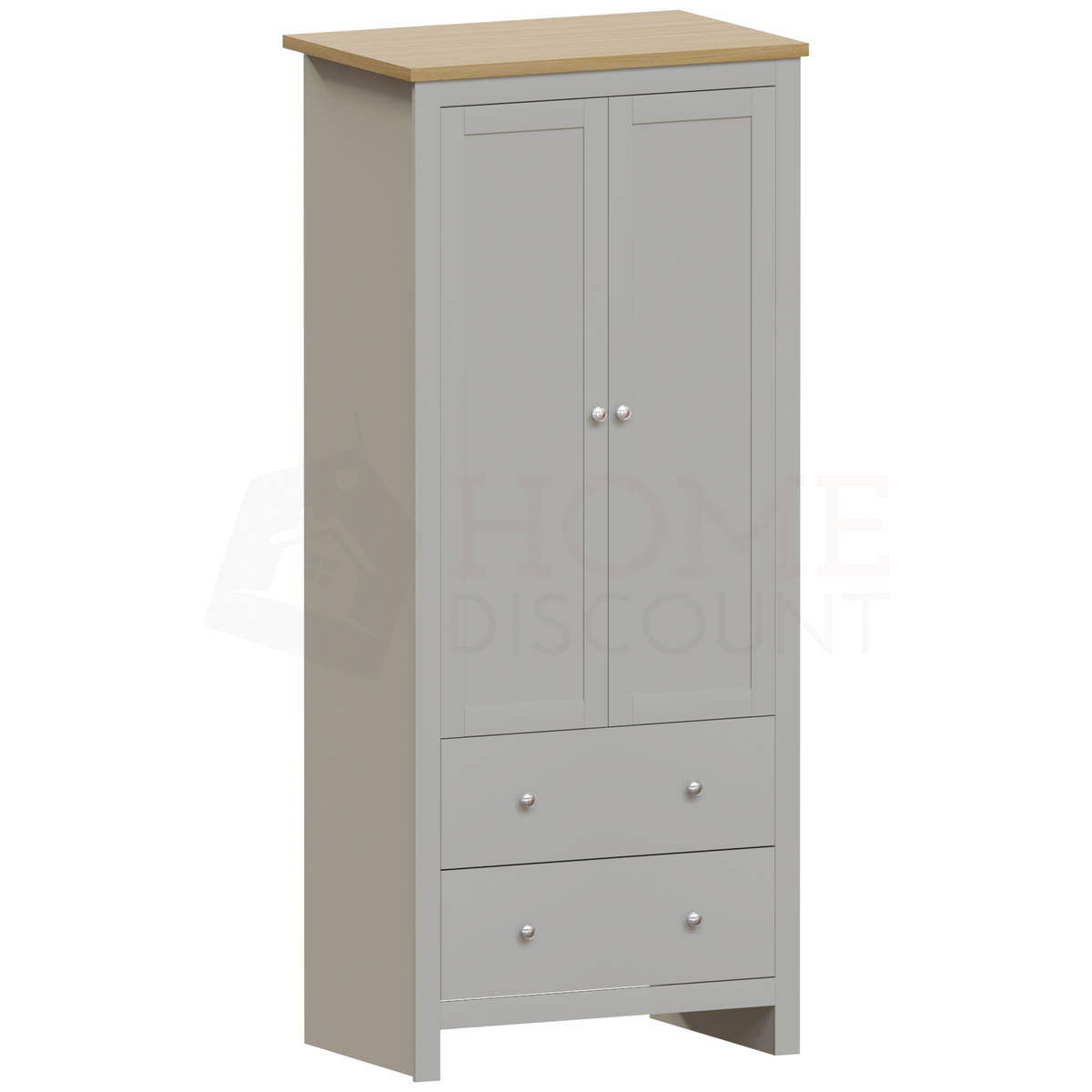 Arlington 2-Door 2-Drawer Wardrobe - Grey