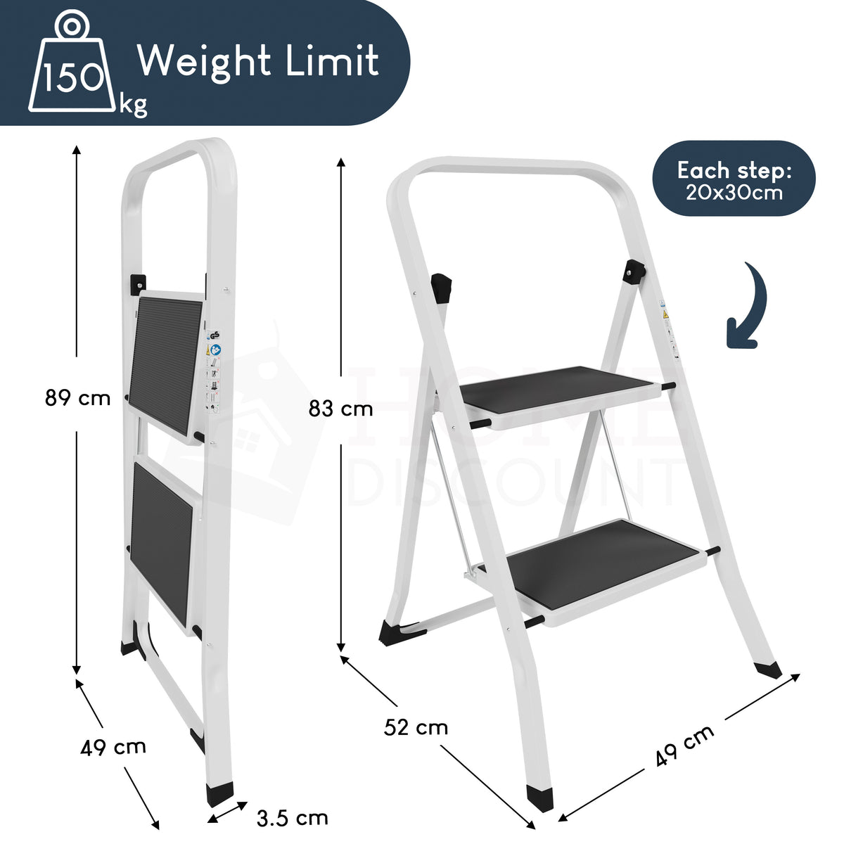 2-Step Ladder With Anti-Slip Mat
