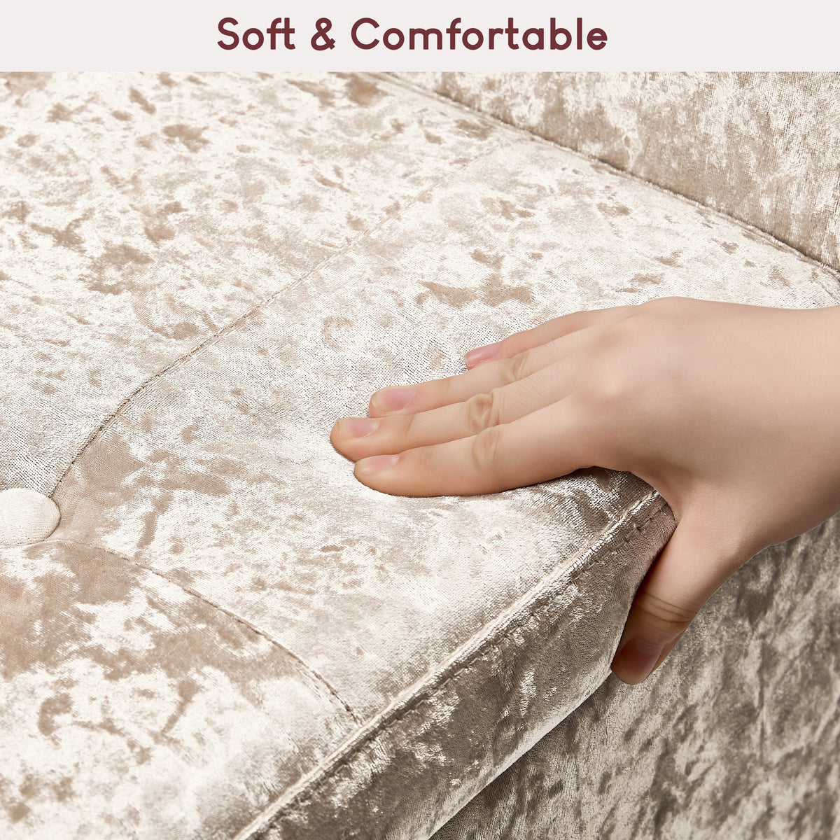 Seville Crushed Velvet Storage Ottoman, Champagne UKFR