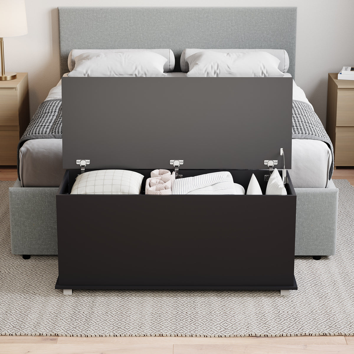 Leon Storage Ottoman - Black