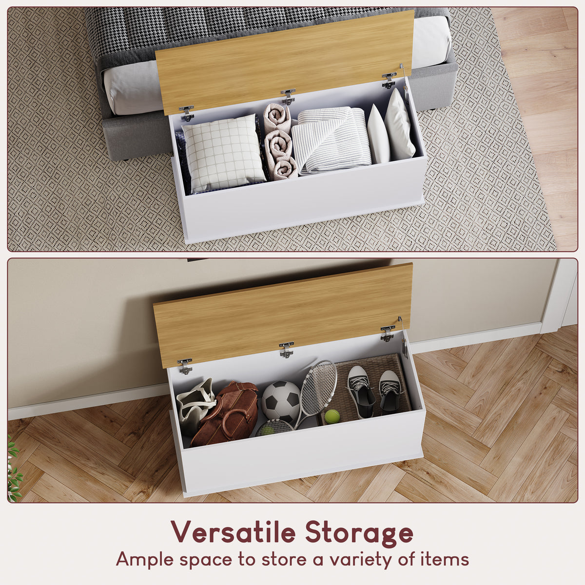 Arlington Storage Ottoman, White
