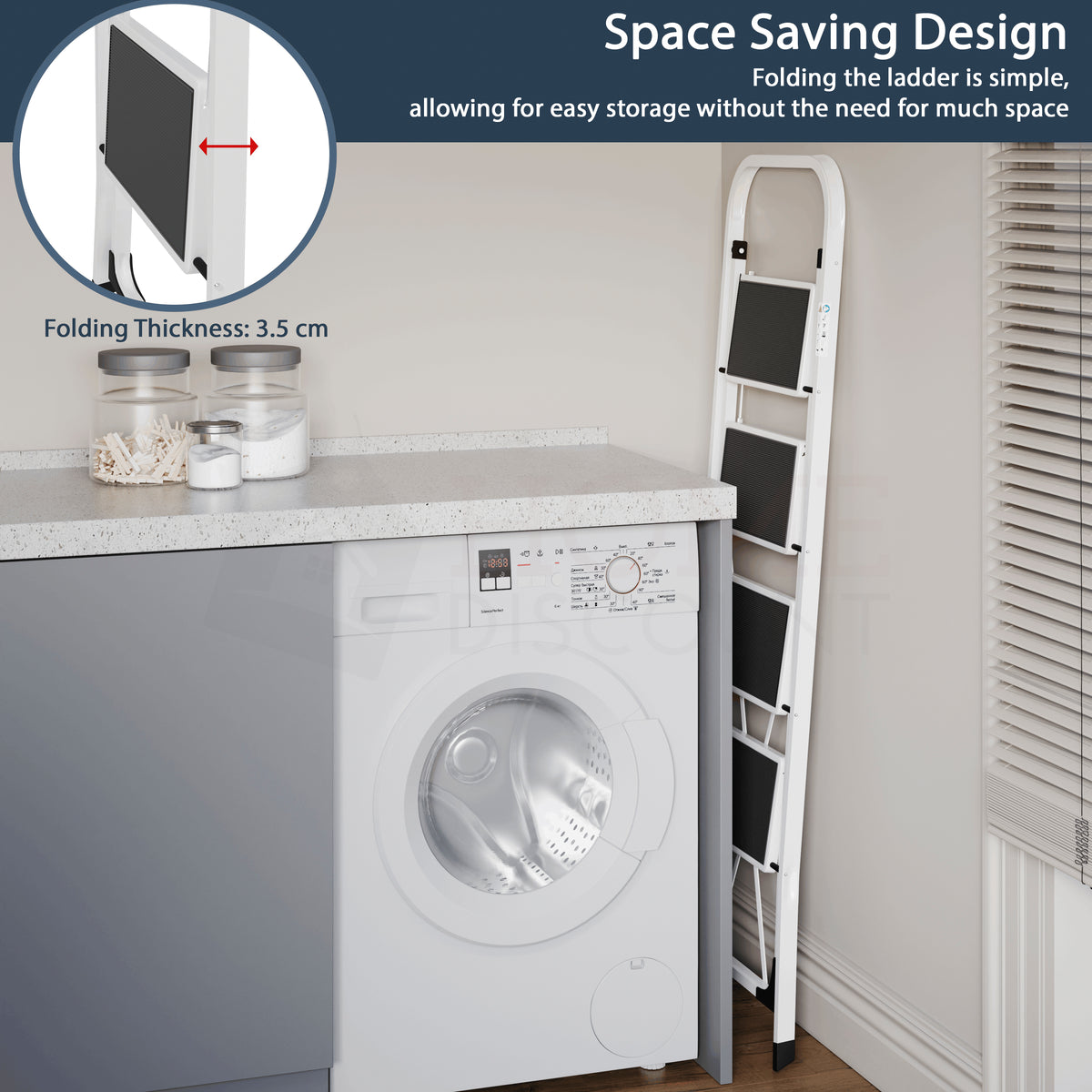 4-Step Ladder With Anti-Slip Matti-Slip Mat Product Colour: White, Black
