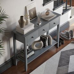 Windsor 3 Drawer Console Table, Grey