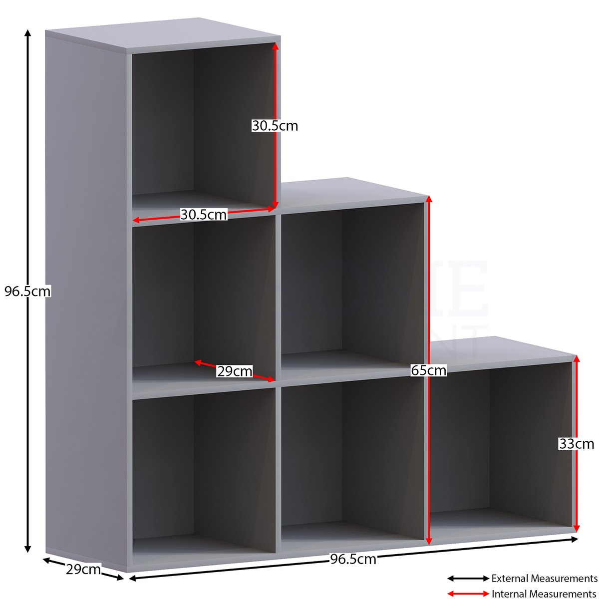 Durham 6-Cube Staircase Storage Unit - Grey