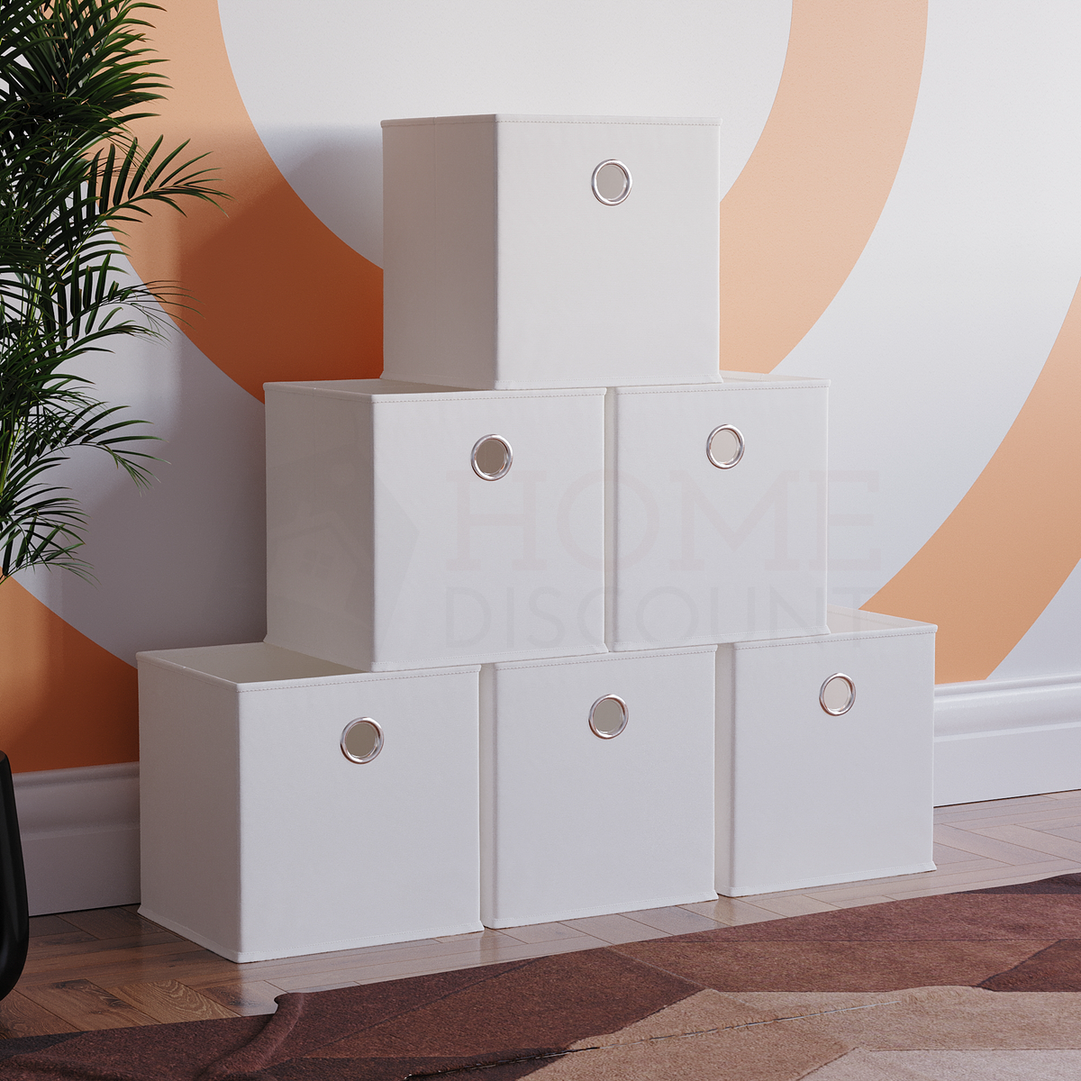 Durham Cube Storage Basket, White UKFR - Set of 6