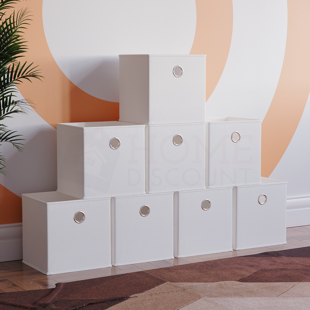 Durham Cube Storage Basket, White UKFR - Set of 8