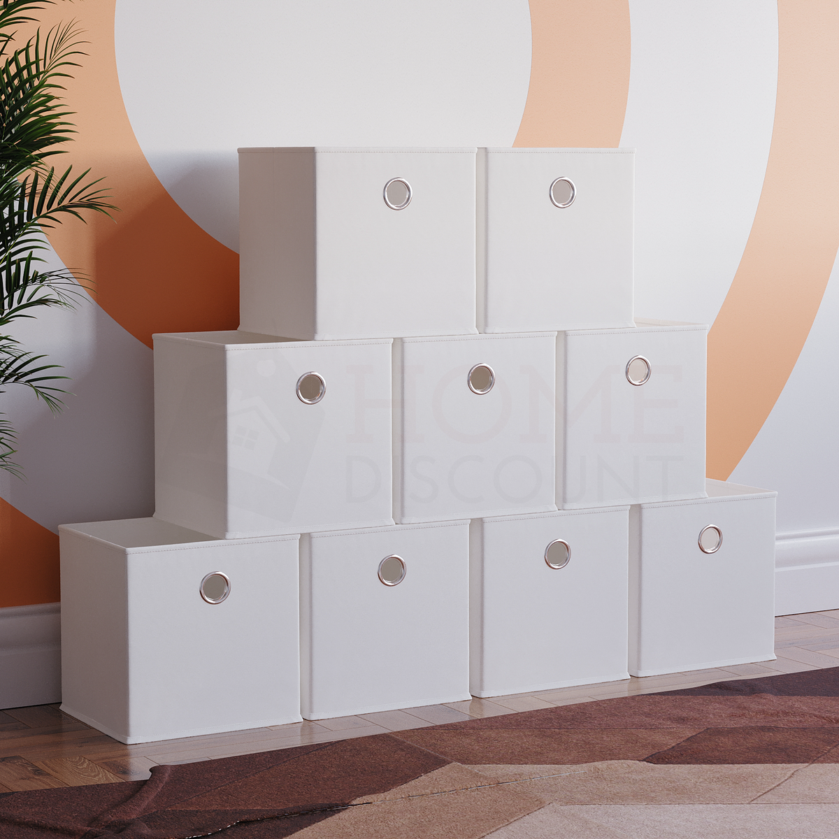 Durham Cube Storage Basket, White UKFR - Set of 9