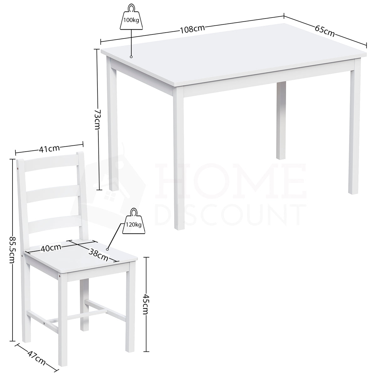 Yorkshire 4-Seater Dining Set - White
