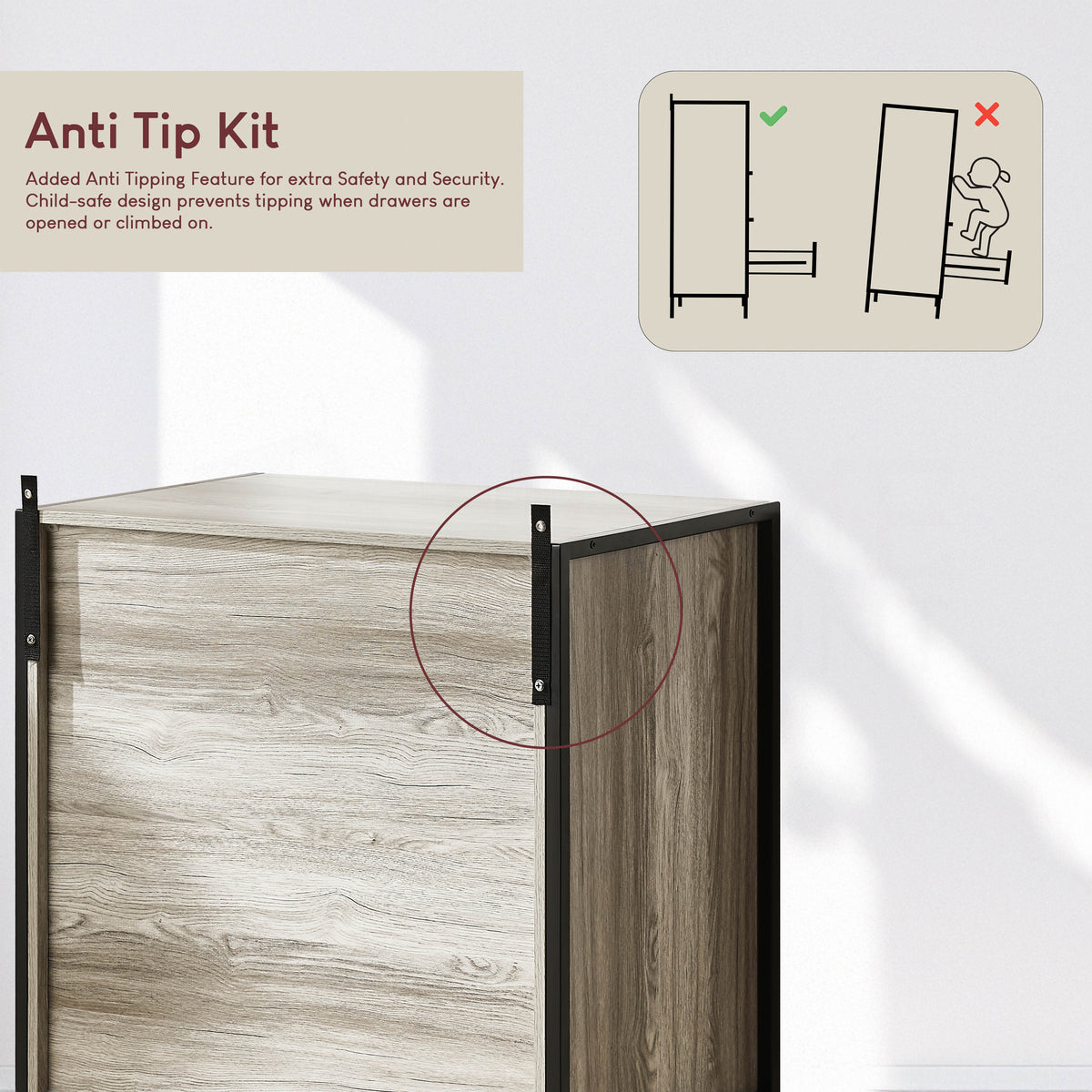 Brooklyn 3-Drawer Chest - Grey