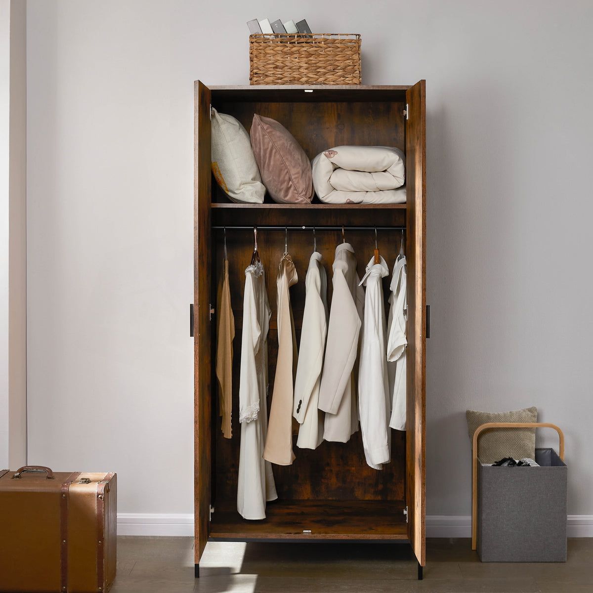 Brooklyn 2-Door Wardrobe - Dark Wood