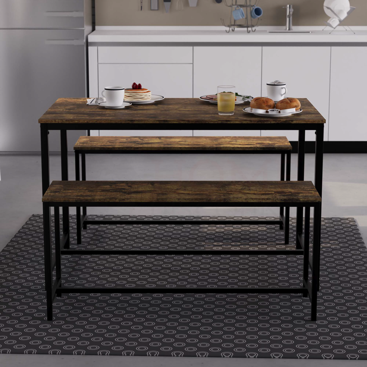 Brooklyn 4-Seater Dining Set - Dark Wood
