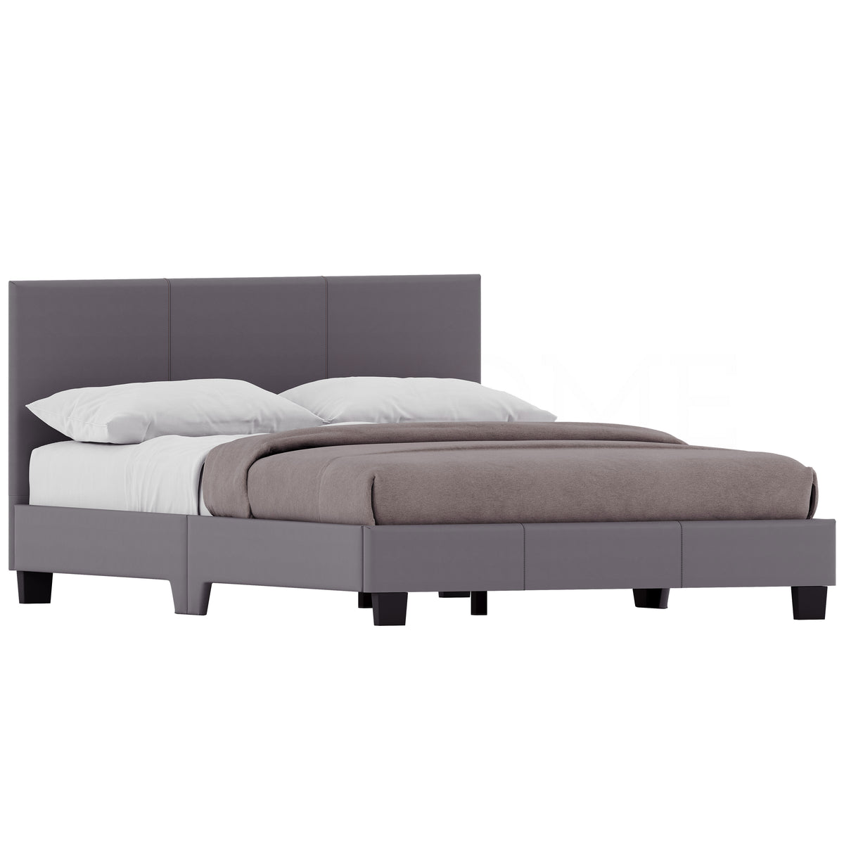 Lisbon Small Double Faux Leather Bed, Grey UKFR