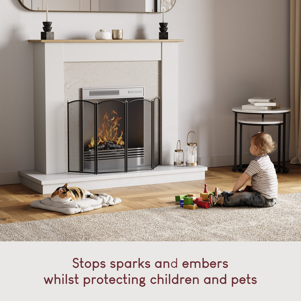 Stanton 4-Panel Fire Guard - Black