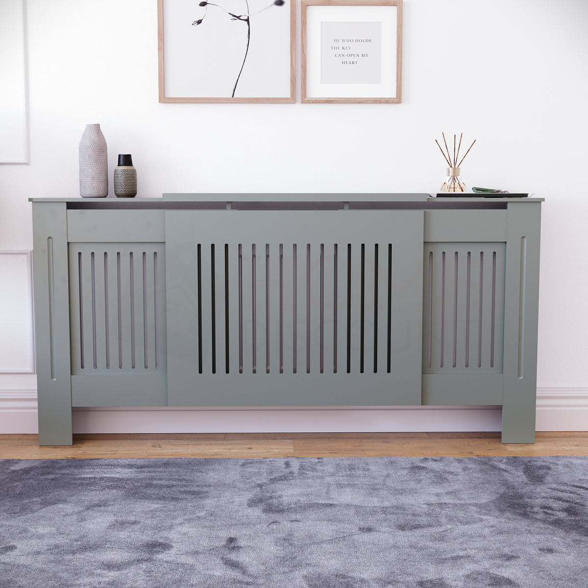 Chelsea Adjustable Radiator Cover - Olive Grey
