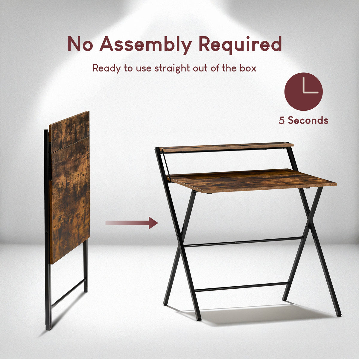 Brooklyn Foldable Computer Desk - Dark Wood