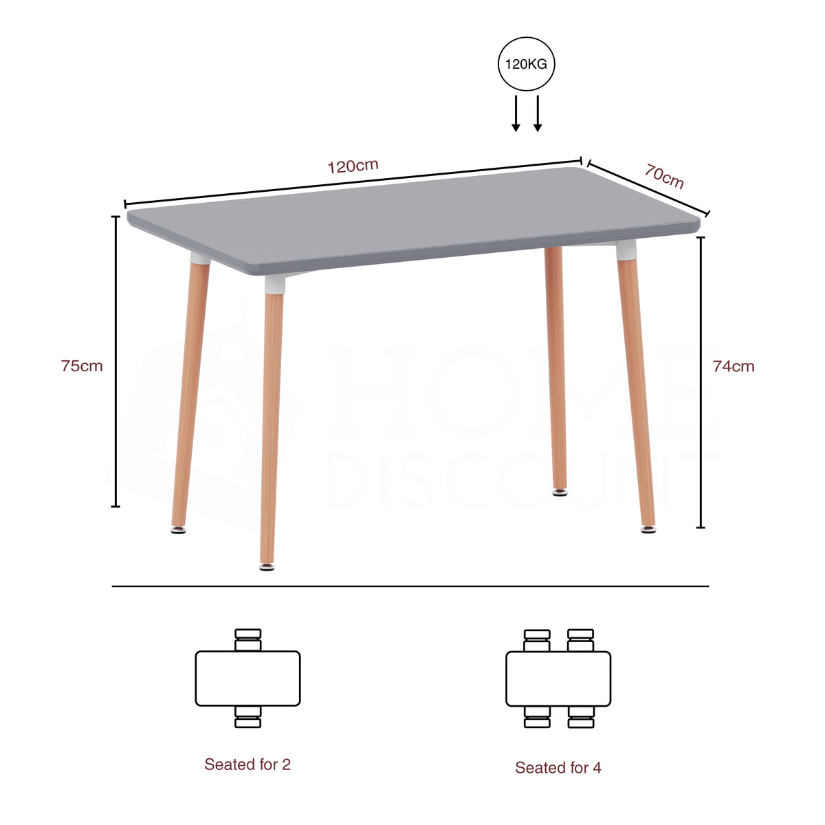 Batley 4-Seater Square Dining Table - Grey
