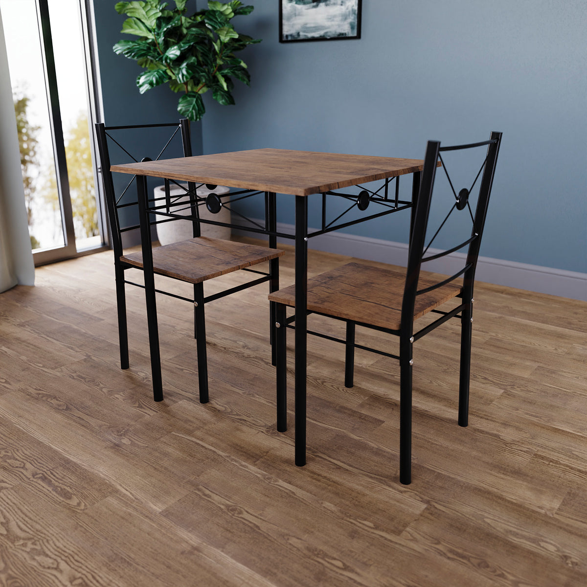 Roslyn 2-Seater Dining Set - Dark Wood
