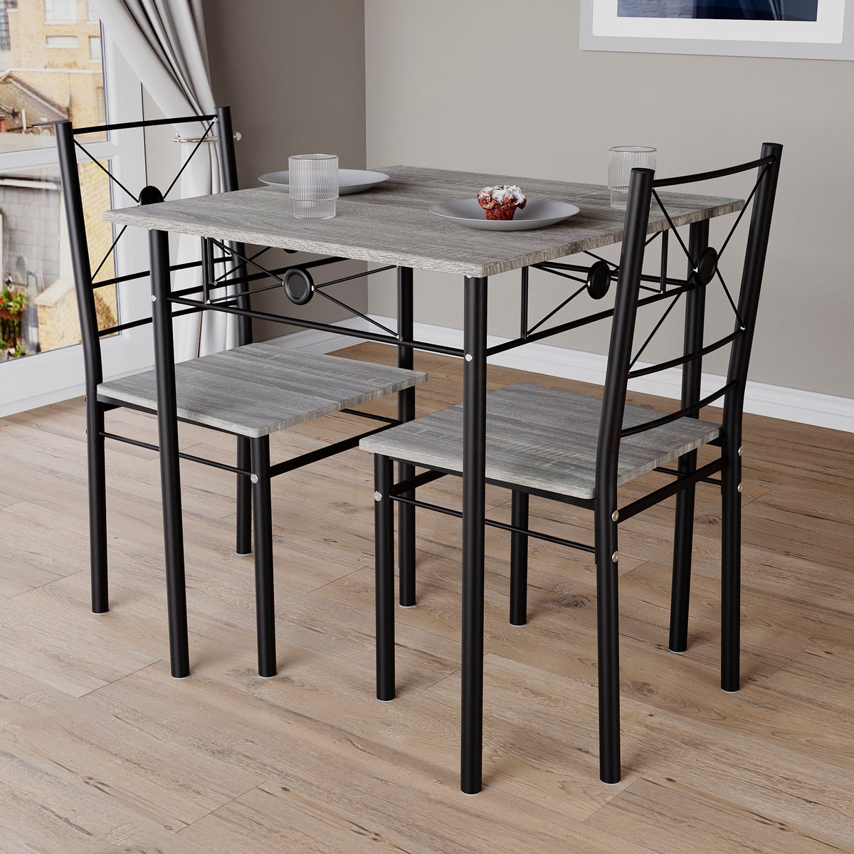 Roslyn 2-Seater Dining Set - Grey
