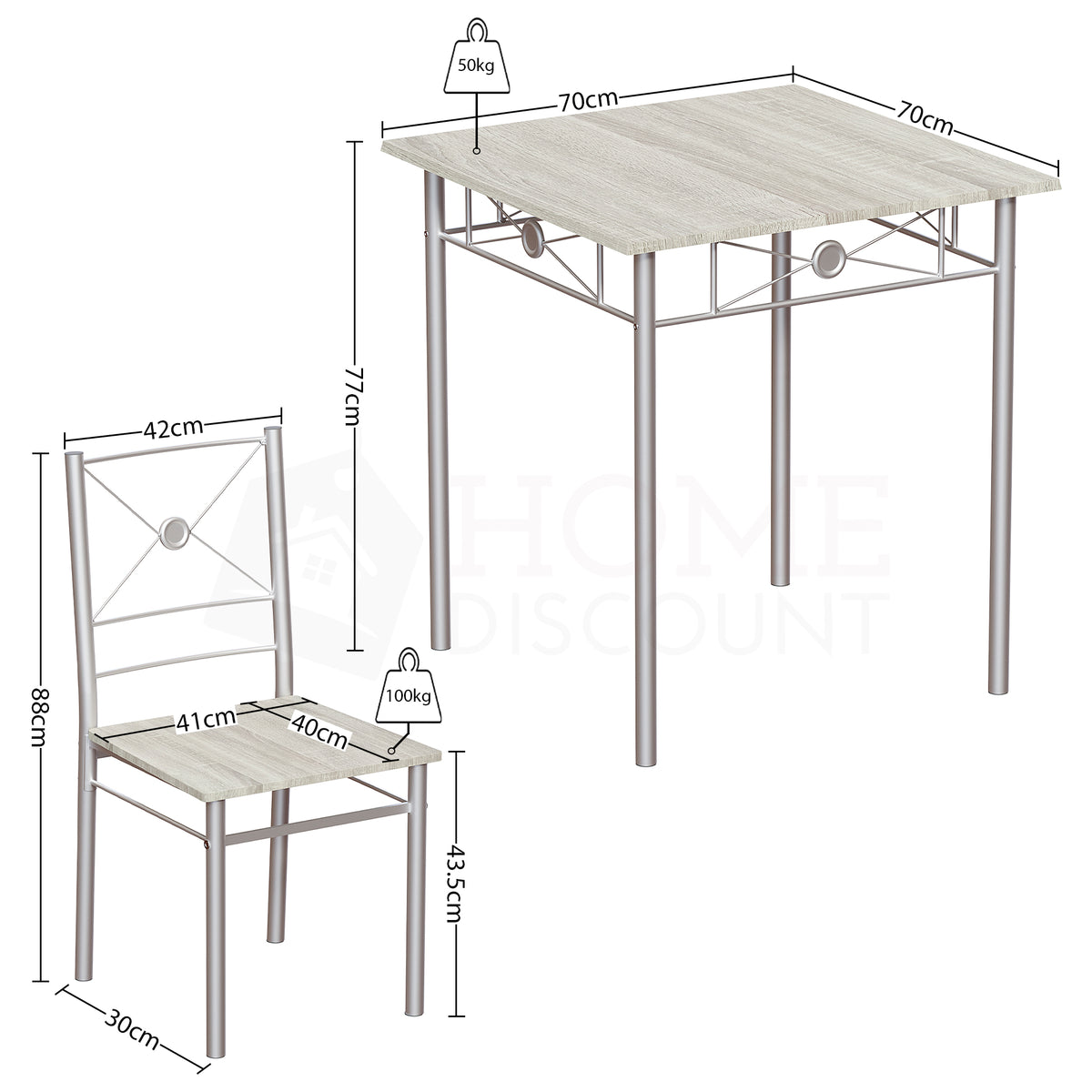 Roslyn 2-Seater Dining Set - Oak