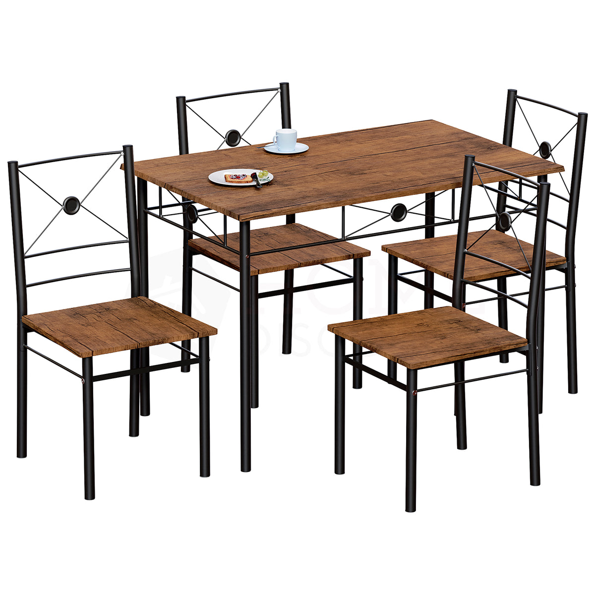Roslyn 4-Seater Dining Set - Dark Wood