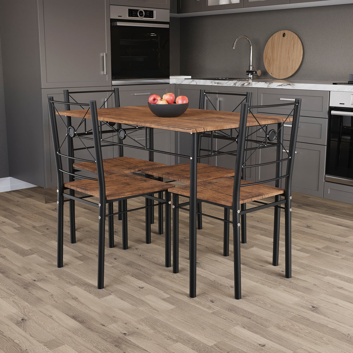 Roslyn 4-Seater Dining Set - Dark Wood