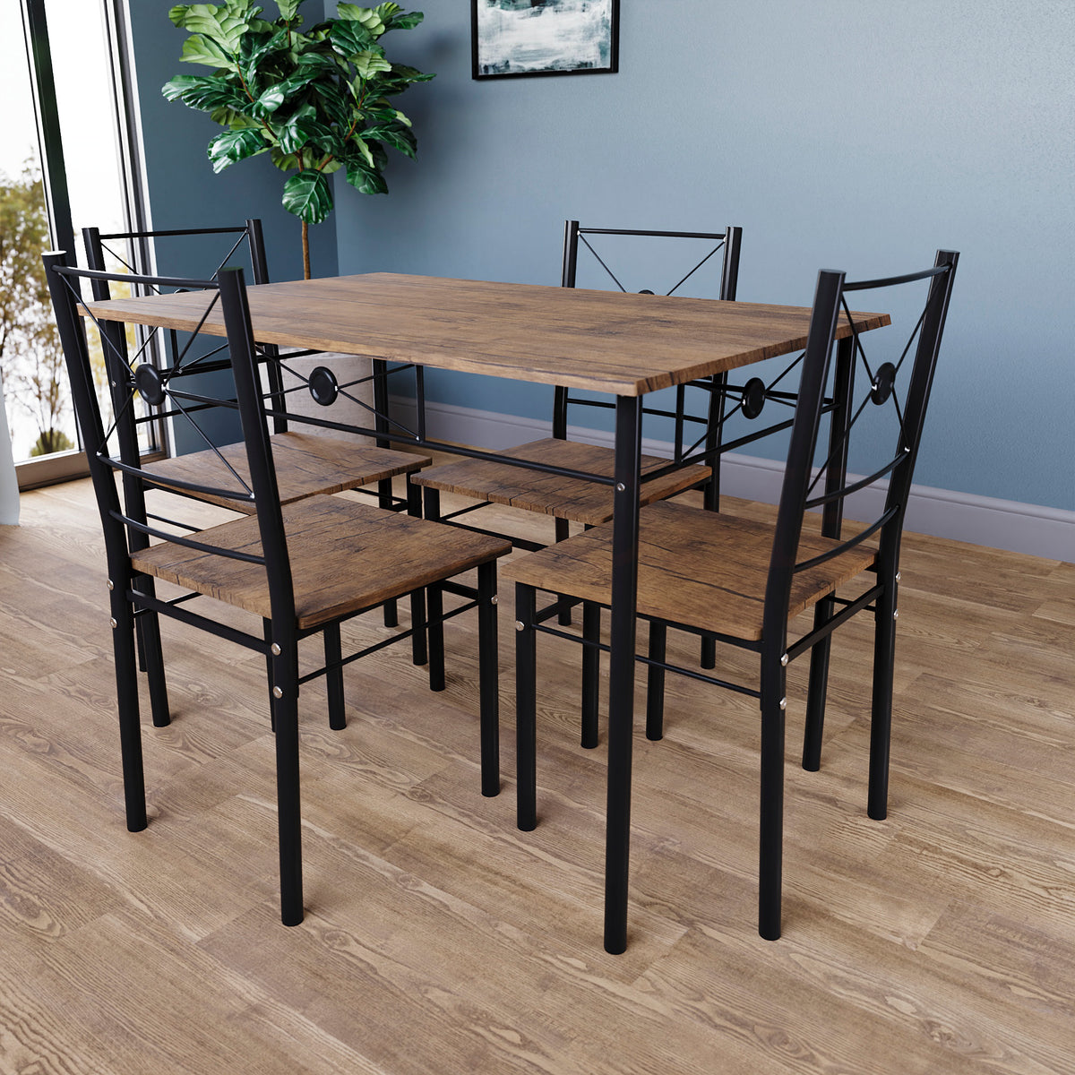 Roslyn 4-Seater Dining Set - Dark Wood