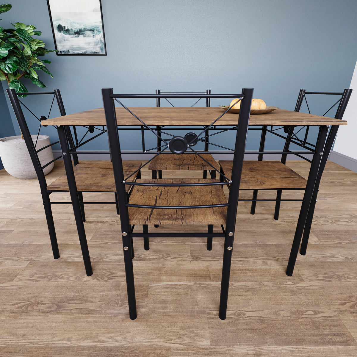 Roslyn 4-Seater Dining Set - Dark Wood
