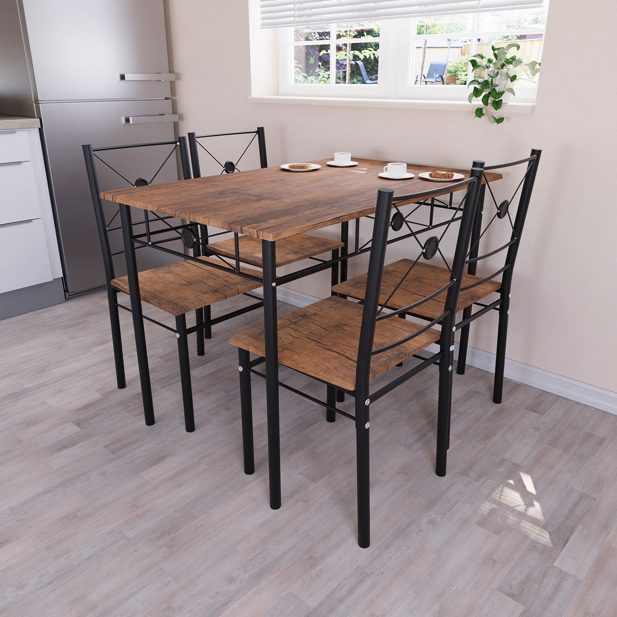 Roslyn 4-Seater Dining Set - Dark Wood