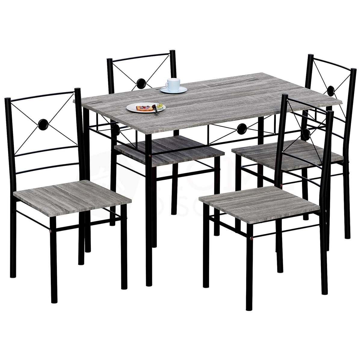 Roslyn 4-Seater Dining Set - Grey