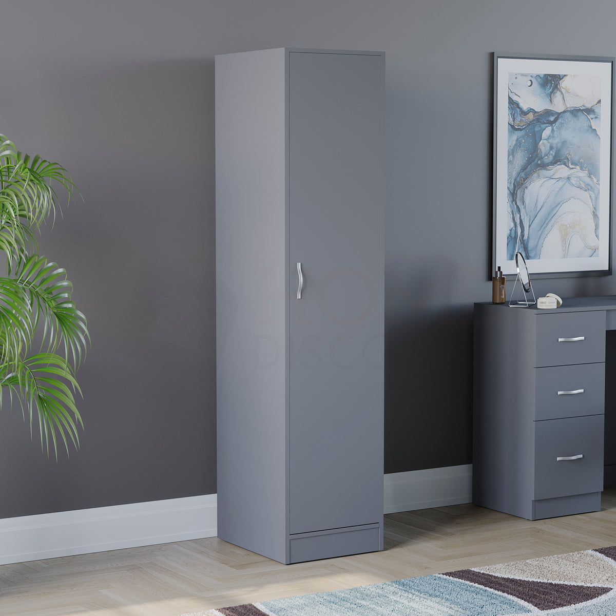 Riano 1 Door Wardrobe, Grey