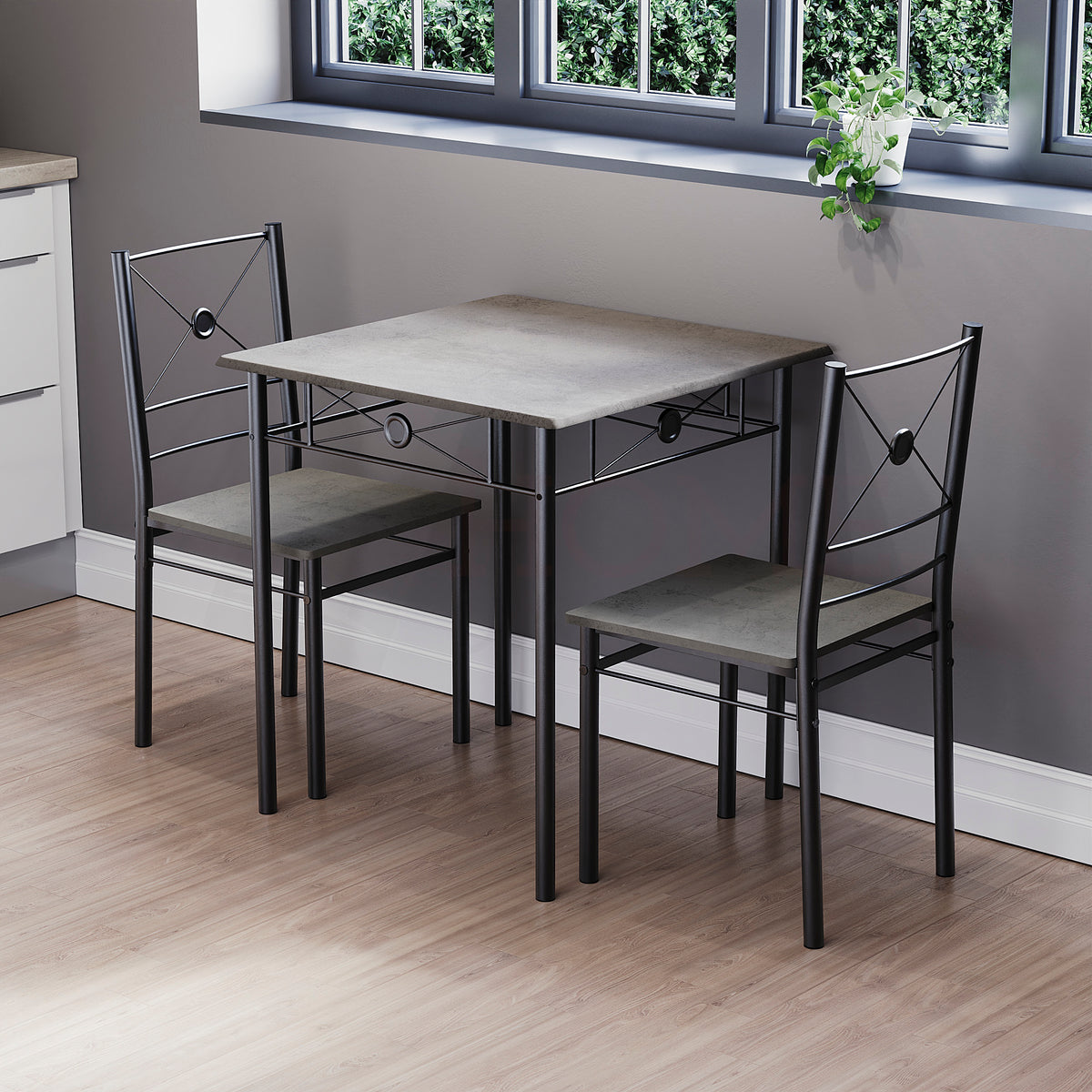 Roslyn 2 Seater Dining Set, Concrete Grey