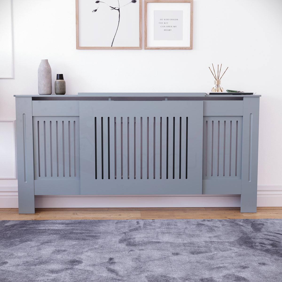 Chelsea Adjustable Radiator Cover, Dark Grey