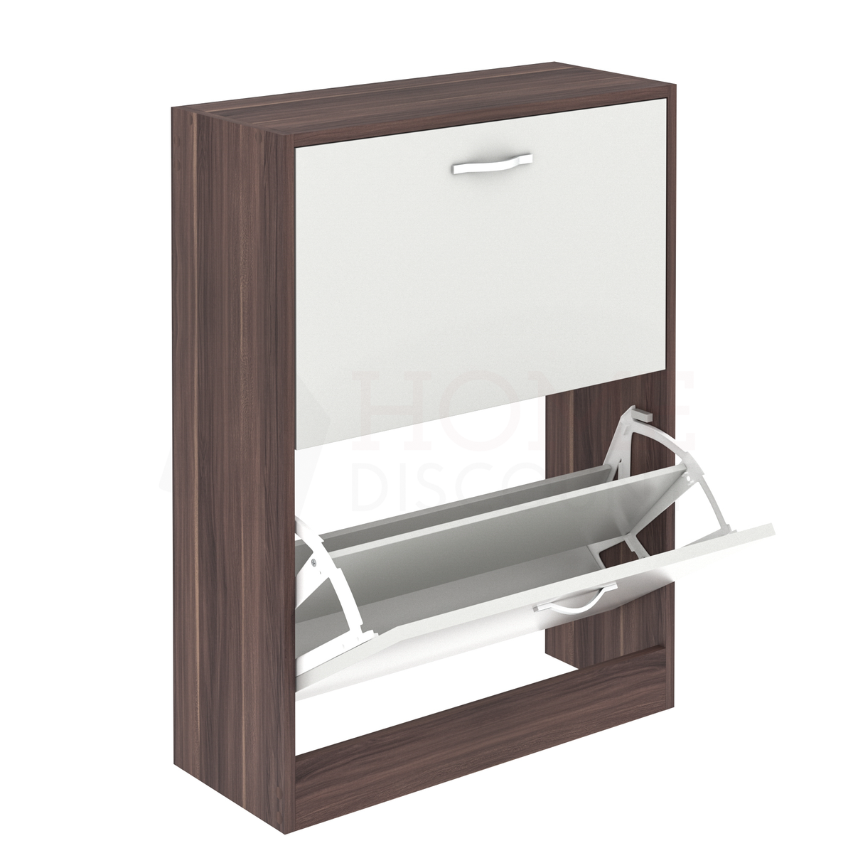 2-Drawer Shoe Cabinet, Walnut & White