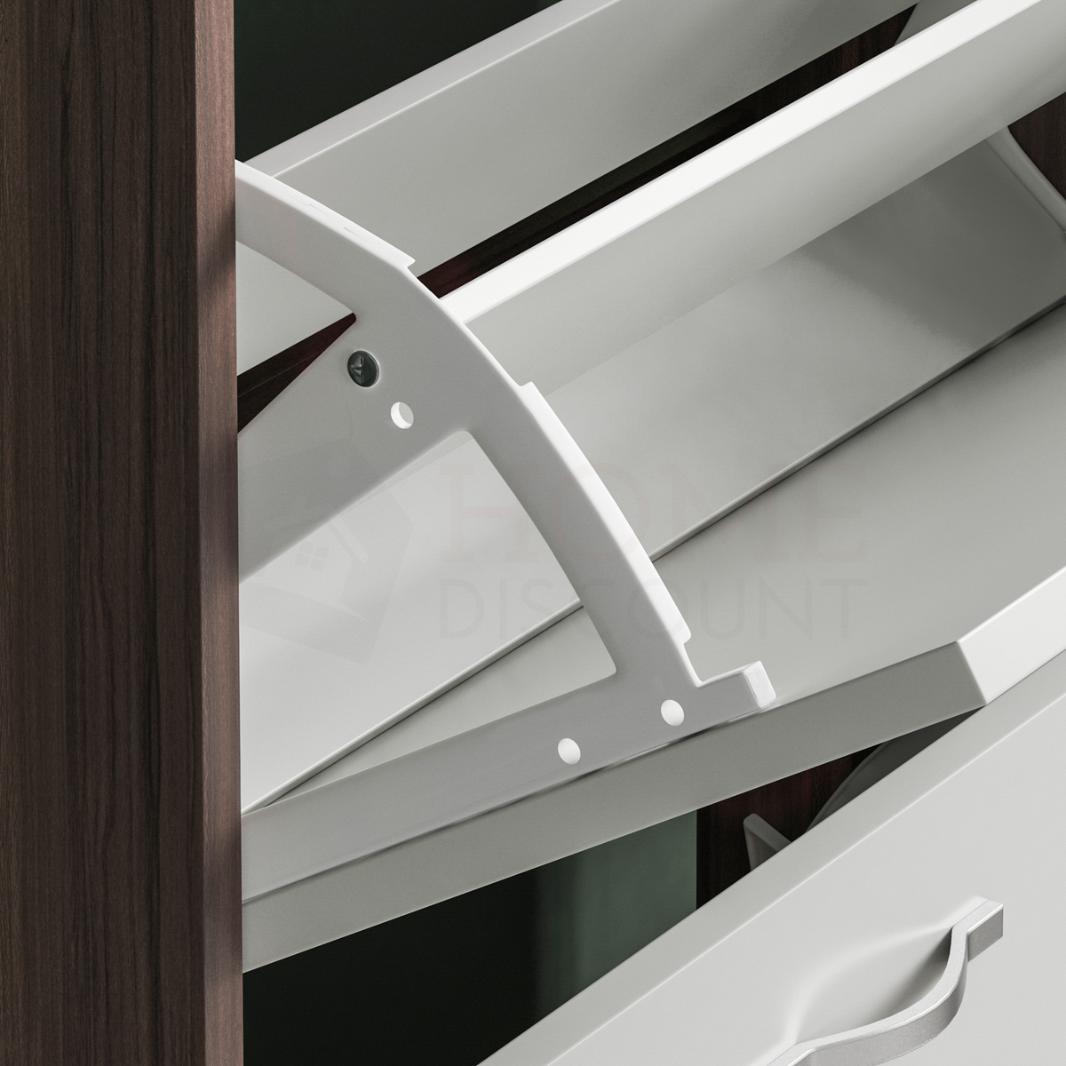 2-Drawer Shoe Cabinet, Walnut & White