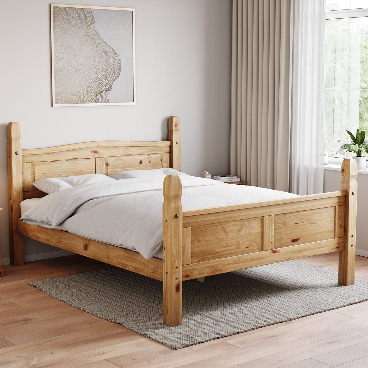 Corona Double High Foot End Bed, Pine