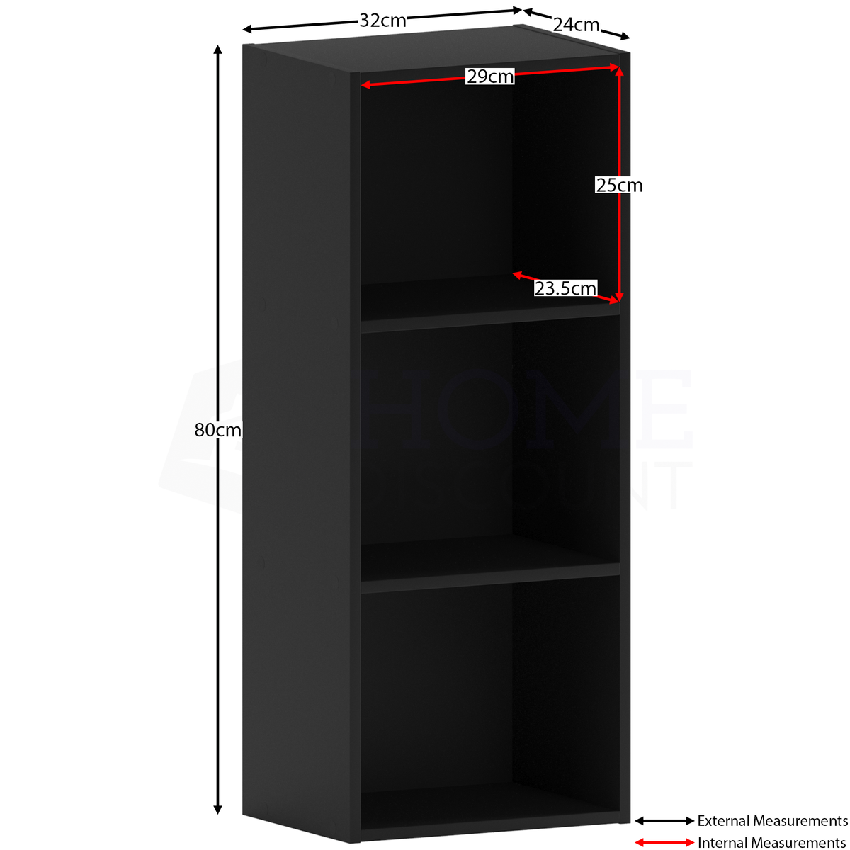 Oxford 3-Tier Cube Bookcase - Black