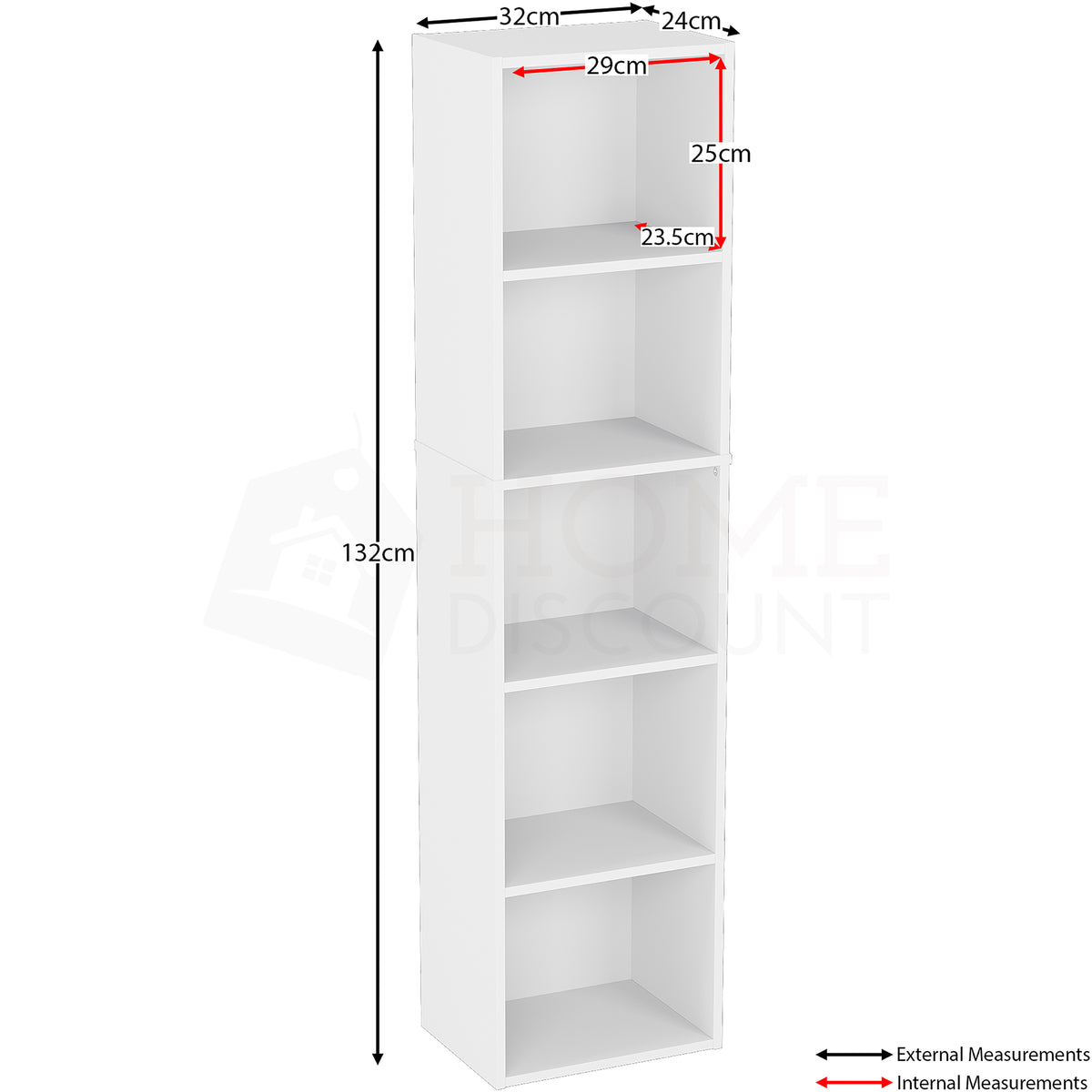 Oxford 5-Tier Cube Bookcase - White