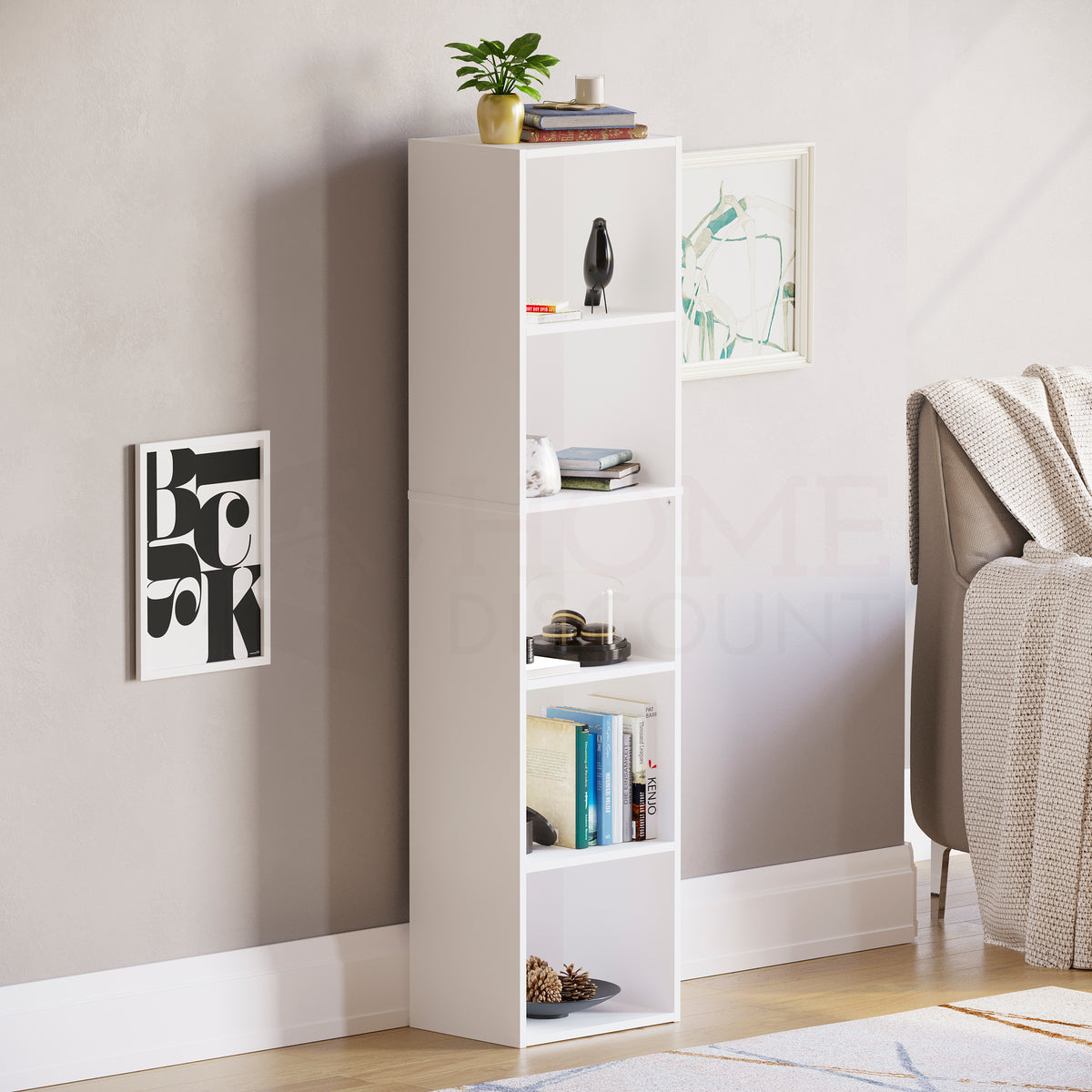 Oxford 5-Tier Cube Bookcase - White