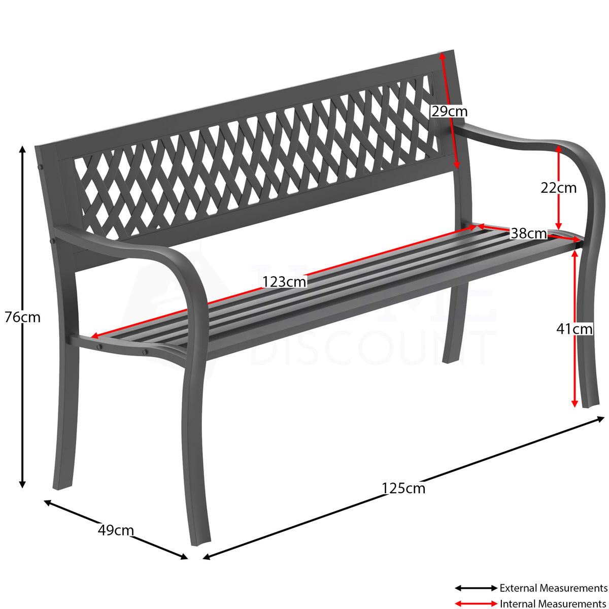 Steel Garden Bench - Lattice