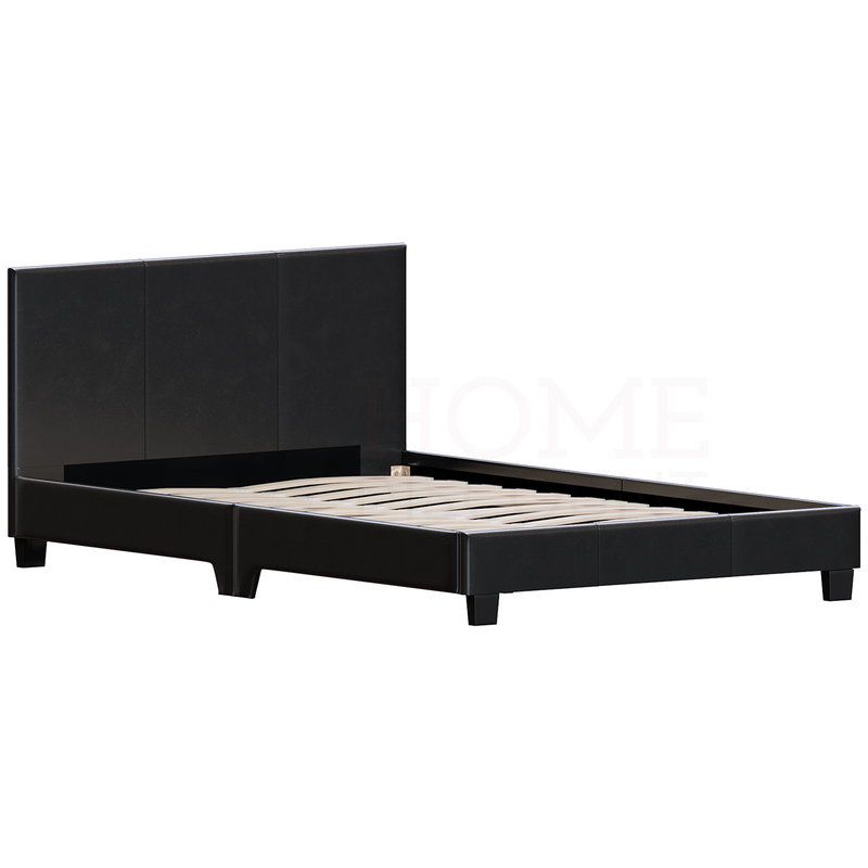 Lisbon Small Double Faux Leather Bed, Black